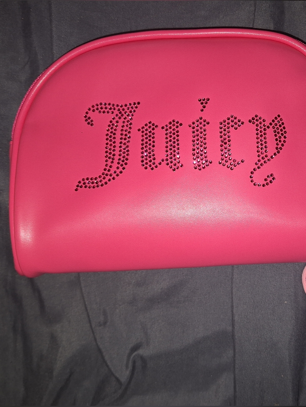 Juicy Couture Hot Pink Cosmetic Bag with Pom Pom Charm